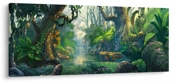 Obraz - Ilustrácia tropického lesa (120x50 cm)