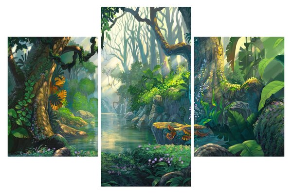 Obraz - Ilustrácia tropického lesa (90x60 cm)