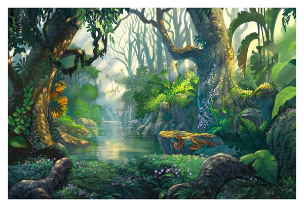 Obraz - Ilustrácia tropického lesa (90x60 cm)