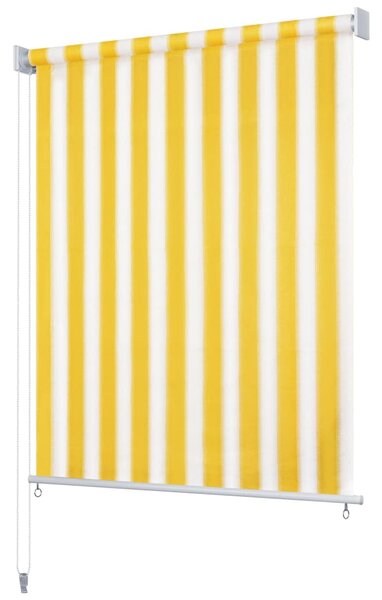Vonkajšia zatemňovacia roleta, 140x140 cm, žlté a biele pásiky