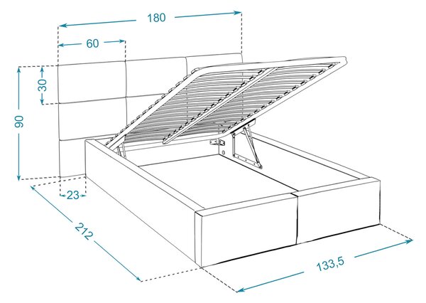 Čalúnená posteľ 120x200 s úložným priestorom Dony - krémová