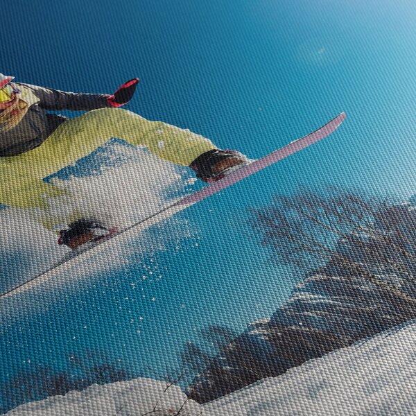 Obraz - Snowboardista (s hodinami) (90x30 cm)