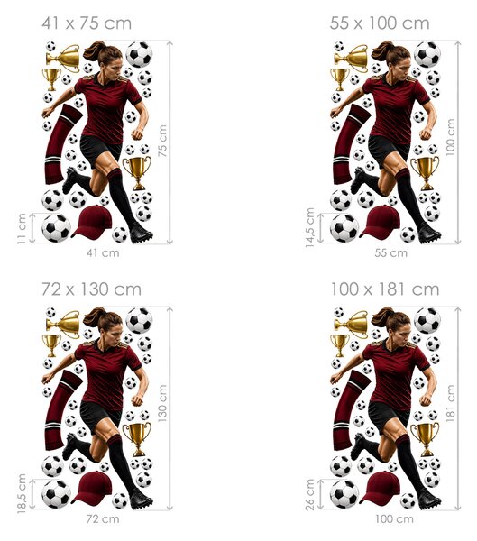 Nalepte.cz Futbalistka Sparta Praha úpravy na prianie športové nálepky na stenu arch 41 x 75 cm