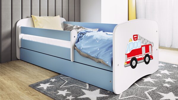 Kocot kids Detská posteľ Babydreams hasičské auto modrá, variant 70x140, bez šuplíků, bez matrace