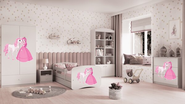 Kocot kids Detská posteľ Babydreams princezná a poník biela, variant 70x140, bez šuplíků, bez matrace