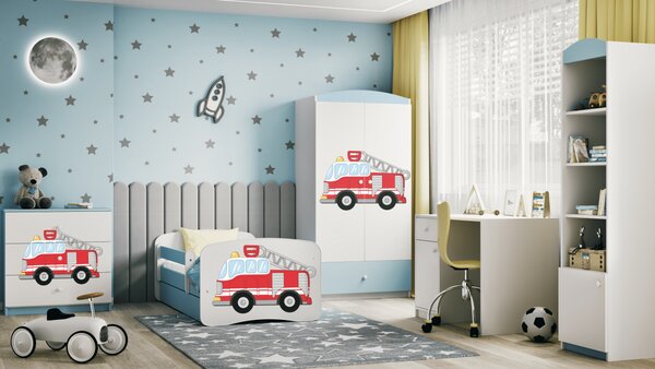 Kocot kids Detská posteľ Babydreams hasičské auto modrá, variant 70x140, bez šuplíků, bez matrace