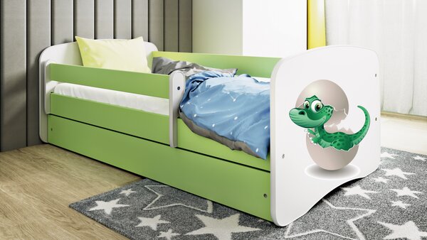 Kocot kids Detská posteľ Babydreams dinosaurus zelená, variant 70x140, bez šuplíků, bez matrace