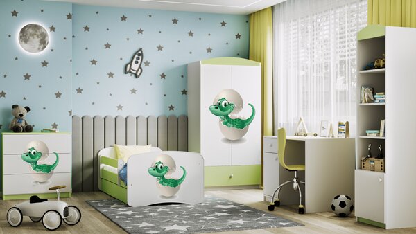 Kocot kids Detská posteľ Babydreams dinosaurus zelená, variant 70x140, bez šuplíků, bez matrace