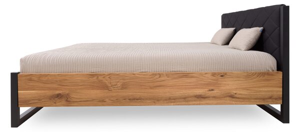 Manželská posteľ Modena 180x200 v kombinácii dubového masívu a kovu (niekoľko farebných variantov)