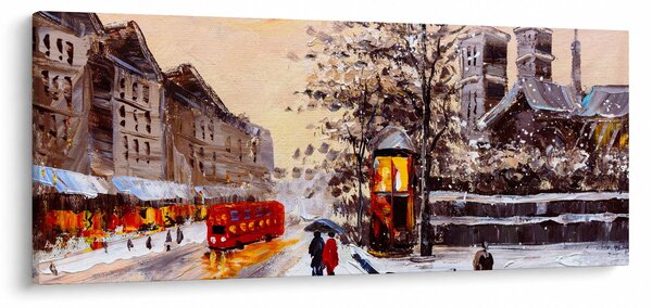 Obraz - Maľba zimného mesta (120x50 cm)