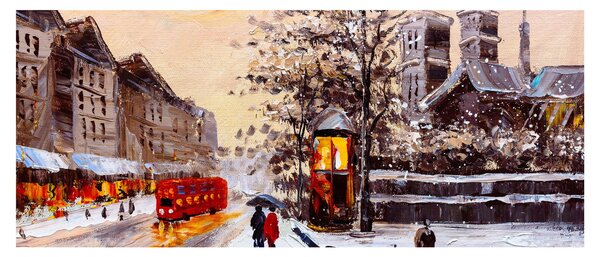 Obraz - Maľba zimného mesta (120x50 cm)