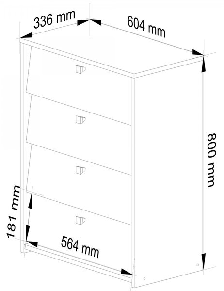 Ak furniture Skriňa na topánky Marienne 60 cm - 4 dvierka biely