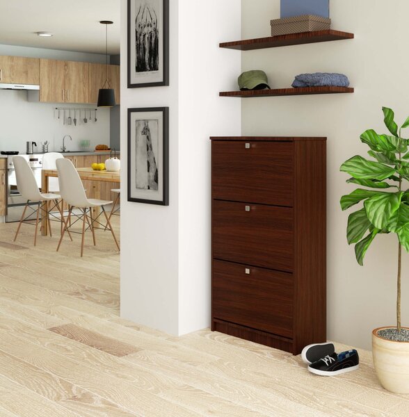 Ak furniture Skriňa na topánky Marienne 60 cm - 3 dvierka wenge