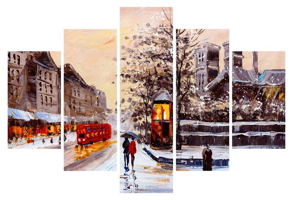 Obraz - Maľba zimného mesta (150x105 cm)