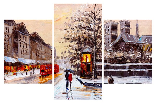 Obraz - Maľba zimného mesta (90x60 cm)