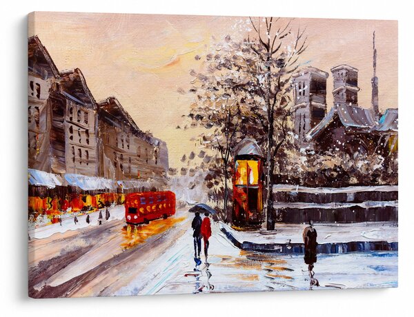Obraz - Maľba zimného mesta (70x50 cm)