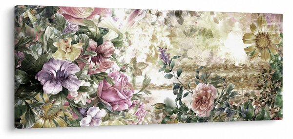 Obraz - Dizajnové kvety (120x50 cm)