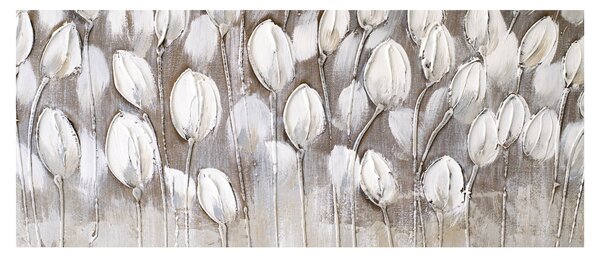 Obraz - Štruktúrované tulipány (120x50 cm)
