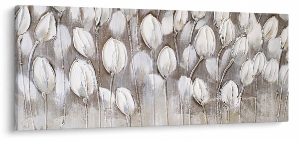 Obraz - Štruktúrované tulipány (120x50 cm)