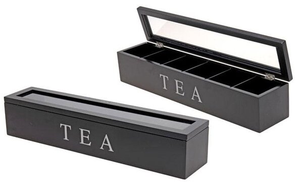 Drevený organizér na čaj Tea Box, 43x8,5 cm