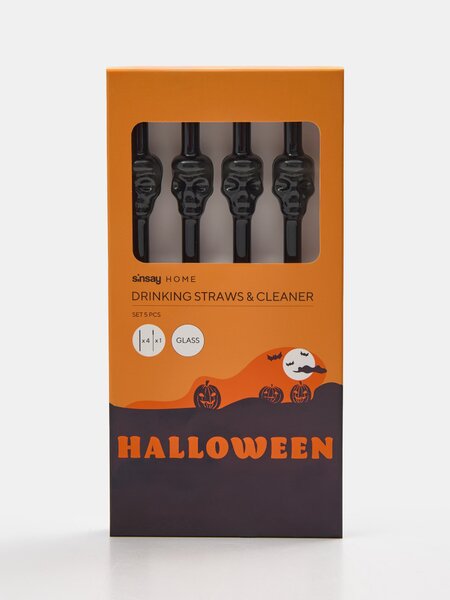 Sinsay - Sada slamiek s čističom 5 pack - čierna