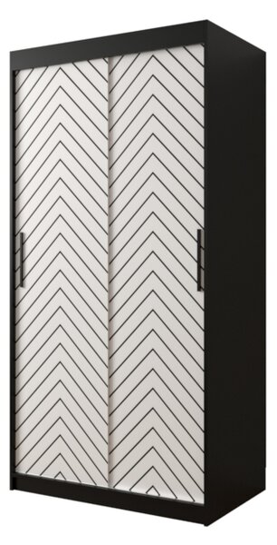 Posuvná šatníková skriňa JODELKA 1, 100x200x62, čierna/biela