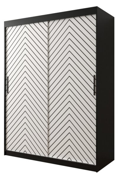 Posuvná šatníková skriňa JODELKA 1, 150x200x62, čierna/biela