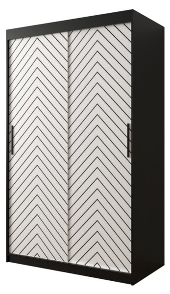 Posuvná šatníková skriňa JODELKA 1, 120x200x62, čierna/biela