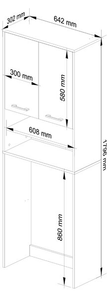 Ak furniture Kúpeľňová skrinka nad práčku Fin dub sonoma/biela