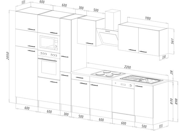 KUCHYNSKÝ BLOK 370 cm Respekta - Online Only kuchyne, Online Only