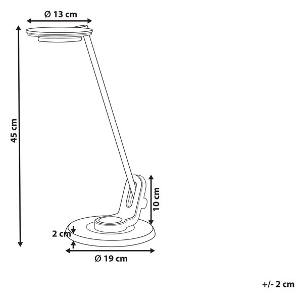 LED stolová lampa čierna a strieborná kovová kancelárska lampa s nastaviteľným ramenom a stmievačom USB port