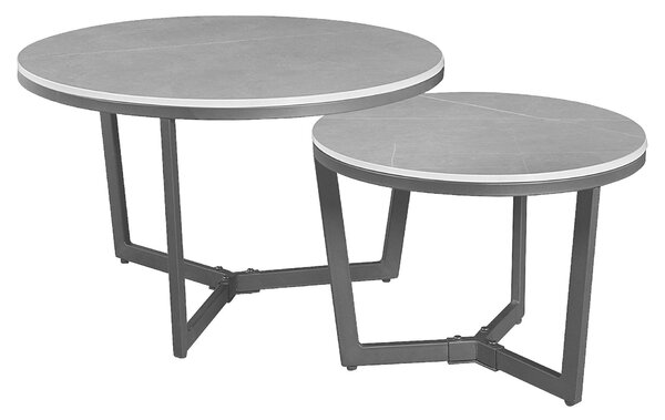 SADA KONFERENČNÝCH STOLÍKOV, tmavosivá, kov, kameň, 68,5/68,5/43 cm MID.YOU - Stolíky do obývačky, Online Only