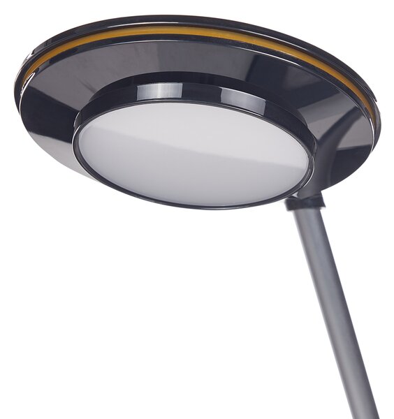LED stolová lampa čierna a strieborná kovová kancelárska lampa s nastaviteľným ramenom a stmievačom USB port