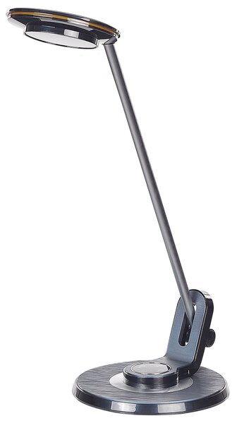LED stolová lampa čierna a strieborná kovová kancelárska lampa s nastaviteľným ramenom a stmievačom USB port