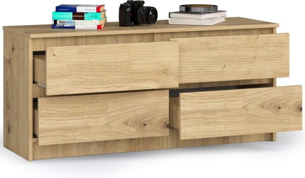 Ak furniture Komoda Kuba 120 cm 4 zásuvky dub artisan