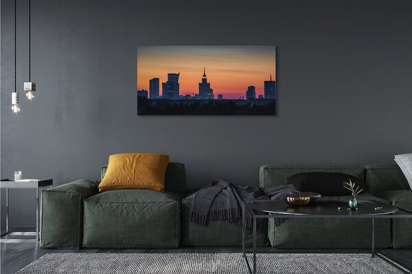 Obraz na plátne Sunset panorama Varšavy 125x50 cm