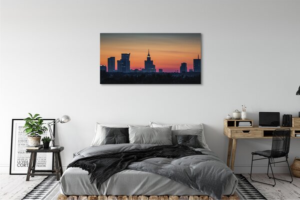 Obraz na plátne Sunset panorama Varšavy 125x50 cm