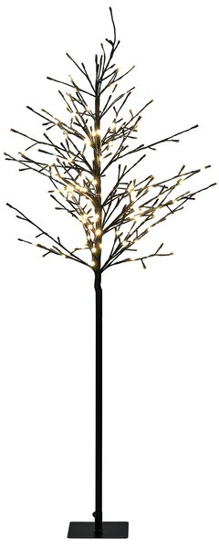 Vonkajšia LED dekorácia čierna 150 cm vianočný stromček so svetielkami záhradná vianočná dekorácia