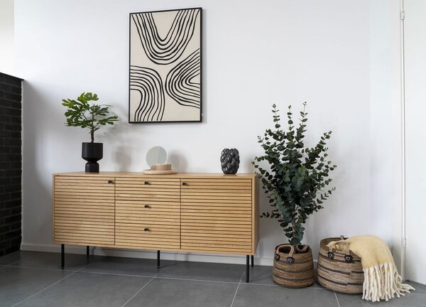 Nízka komoda v dekore duba v prírodnej farbe 150x74 cm Kyoto – House Nordic