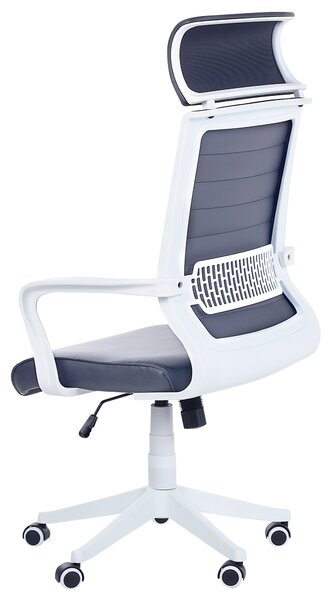 Kancelárska stolička sivá umelá koža výškovo nastaviteľná s opierkami na kolieskach ergonomický tvar moderný štýl