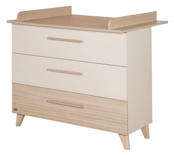 Krémová/v prírodnej farbe detská komoda v dekore duba s prebaľovacím pultom 110x98x75 cm Sidney – Roba