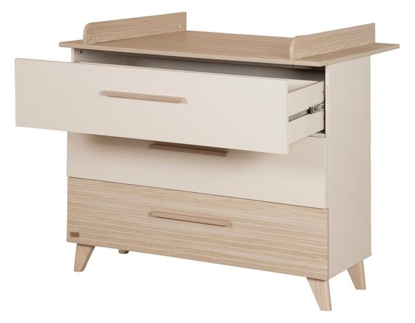 Krémová/v prírodnej farbe detská komoda v dekore duba s prebaľovacím pultom 110x98x75 cm Sidney – Roba