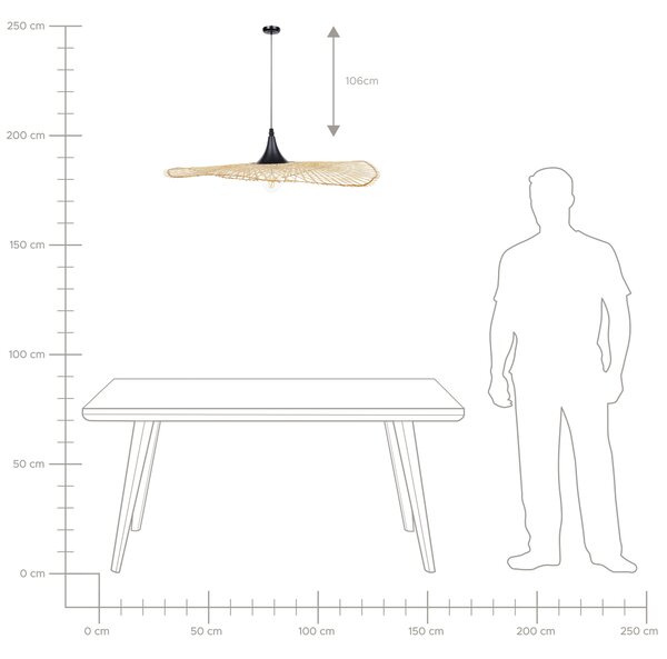 Závesná lampa svetlohnedá bambusové drevo oválne tienidlo 60 cm stropné svietidlo boho štýl