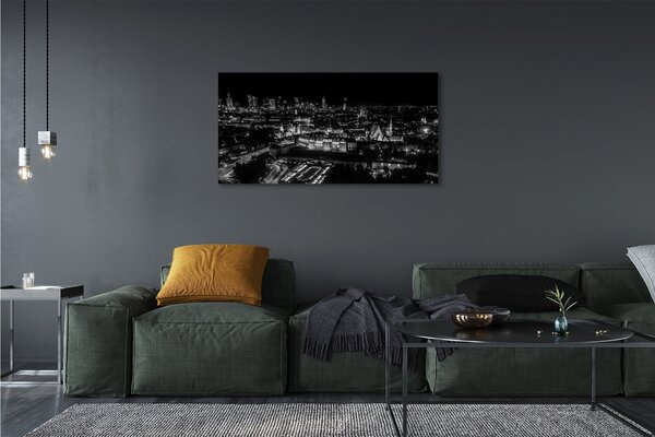 Obraz na plátne Nočná panoráma Varšavy mrakodrapov 125x50 cm