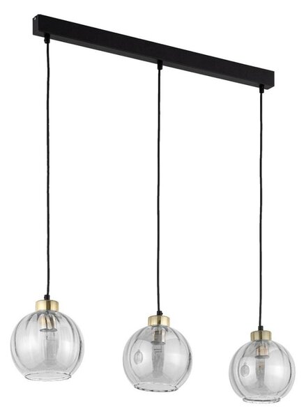 Závesný luster na lane DEVI 3xE27/15W/230V čierna/dymová