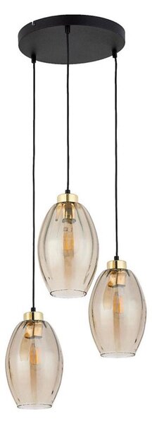 Luster na lanku SEBO 3xE27/15W/230V čierna/dymovo-béžová