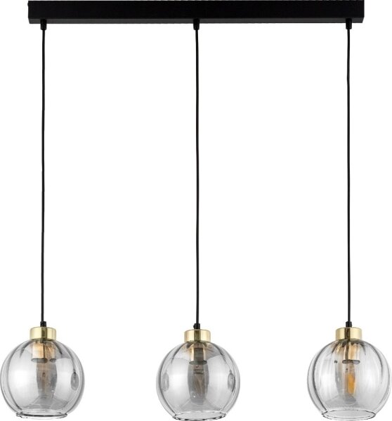 Závesný luster na lane DEVI 3xE27/15W/230V čierna/dymová