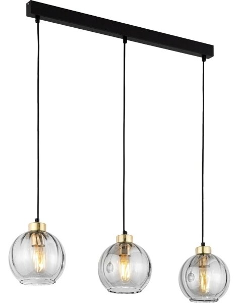 Závesný luster na lane DEVI 3xE27/15W/230V čierna/dymová