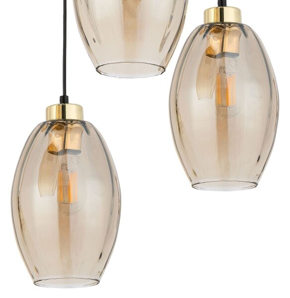 Luster na lanku SEBO 3xE27/15W/230V čierna/dymovo-béžová