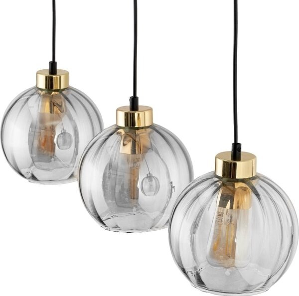 Závesný luster na lane DEVI 3xE27/15W/230V čierna/dymová